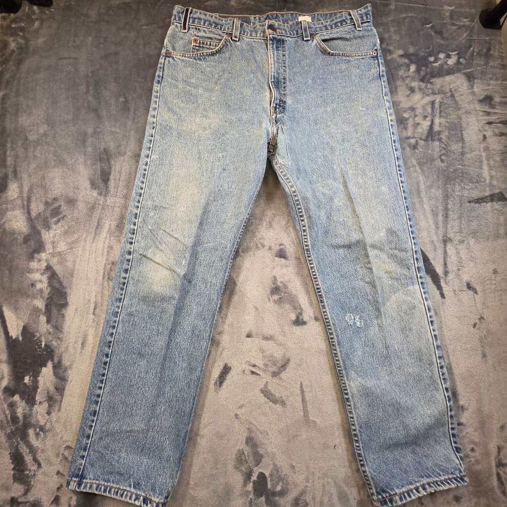 Vintage Levis 505 Mens 38x30 Orange Tab Light Wash Straight Leg Jeans USA Made